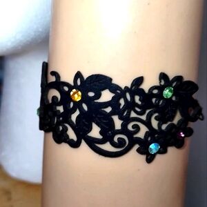 Hollow-Out Black Lace Bracelet